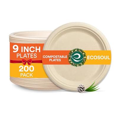 100% Compostable 9 Inch Paper Plates [150-Pack] Heavy-Duty Eco