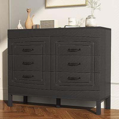 QHITTY 6 Drawer Dresser, Modern Wood Dresser for Bedroom with