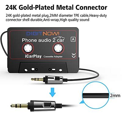 DIGITNOW Car Audio Cassette to Aux Adapter, 3.5MM Aux Audio Cable Tape  Player for Smartphone/MP3 Player/CD Player, 3.7Ft Cable(Black) - Yahoo  Shopping