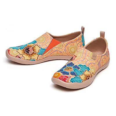 UIN Women's Art Painted Travel Shoes Slip On Canvas Casual Loafers  Lightweight Comfort Fashion Sneaker Batik Flower (8) - Yahoo Shopping