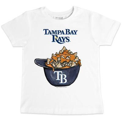 Youth Tiny Turnip White/Navy Tampa Bay Rays Baseball Love 3/4-Sleeve Raglan T-Shirt Size: Small