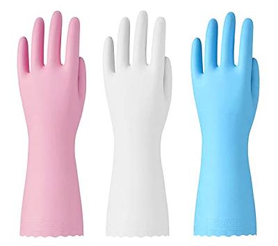 2 Pairs Heavy Duty Rubber Cleaning Gloves for Kitchen, Household,  Dishwashing, Reusable and Cotton Lined (Large Size, Blue) 