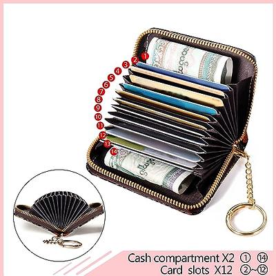 Leather Credit Card Wallet With Detachable Keychain, Mini Wallet