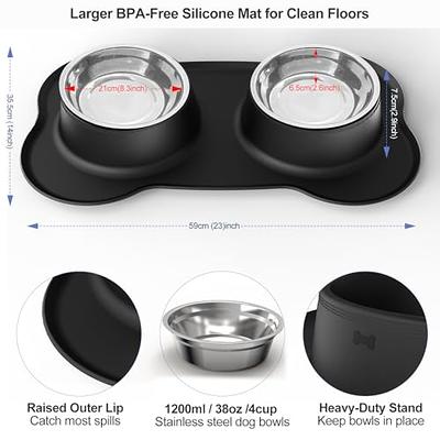 Pet Bowls and Silicone Feeding Mat Set