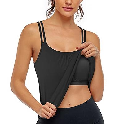 Workout Tank Top Crop Built Bra, Crop Tops Built Padding