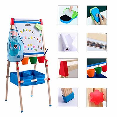 Costzon Kids Art Easel with Lockable Wheels, Height Adjustable Magnetic  Removable Painting Board with Storage, Double Sided Easel for Kids Age 3+
