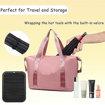 Heat Resistant Silicone Mat with Hanging Hole Style, Straightener Heat  Resistant Travel Mat & Pouch for Curling Iron, Hair Straightener, Flat Iron  and