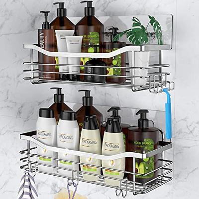  longzon Shower Caddy with 6 Traceless Adhesive, 3 Pack Shower  Organizer, No Drilling Stainless Steel Shower Shelf, for Bathroom Suction  Cup Storage Rack Shelves Black : Home & Kitchen
