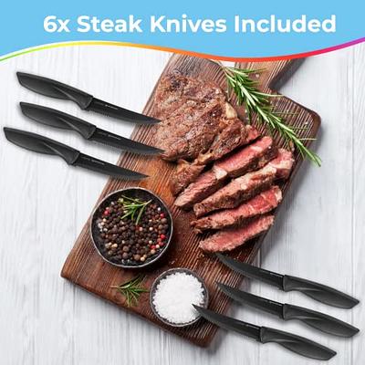 Home Hero Kitchen Knife Set, Steak Knife Set & Kitchen Utility Knives -  Ultra-Sharp High Carbon Stainless Steel Knives with Ergonomic Handles (17  Pc Set, Black)