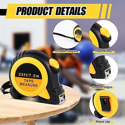Hoteam 8 Pcs Tape Measure 25 Feet, Easy Read Bulk Measuring Tape  Retractable Yellow Measurement Tape with Fractions 1/8 