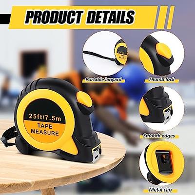 Hoteam 8 Pcs Tape Measure 25 Feet, Easy Read Bulk Measuring Tape  Retractable Yellow Measurement Tape with Fractions 1/8