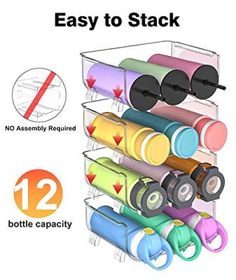 2 Pack Stackable Bottle Holder Storage Rack, Vtopmart Plastic Water Bottle  Organizer, Clear