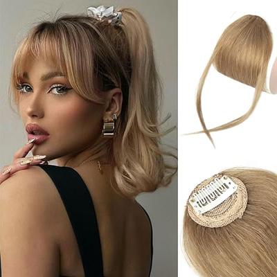 Clip in Bangs Menethe 100% Real Human Hair Bangs Extensions Natural Black Wispy Bangs Fringe with Temples Hairpieces Clip on Air Bangs Flat Neat