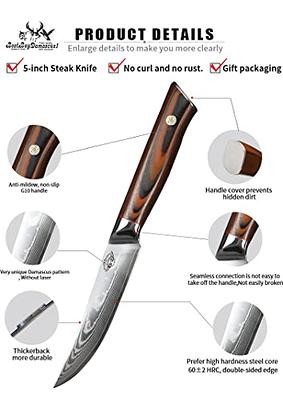 Steak knives Set of 4, Super-Sharp 5 Inch Damascus Steak Knife Set