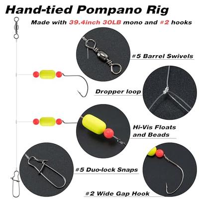 Dr.Fish 5 Pack Pompano Rigs Surf Fishing Rigs Snell Floats Fishing Beads  Wide Gap Hooks Saltwater Fishing Swivels Duo Lock Snaps, Fluorescent Yellow  - Yahoo Shopping