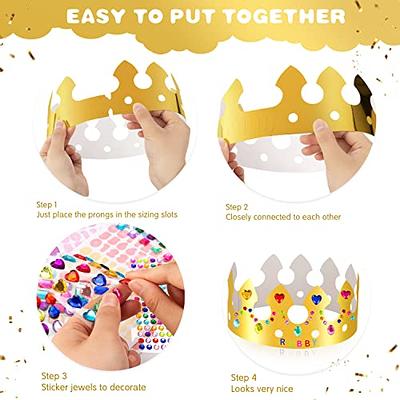 Gold Paper Crowns for Kids, DIY Paper Prince Princess Crown Set for Kids, Birthday  Crown King