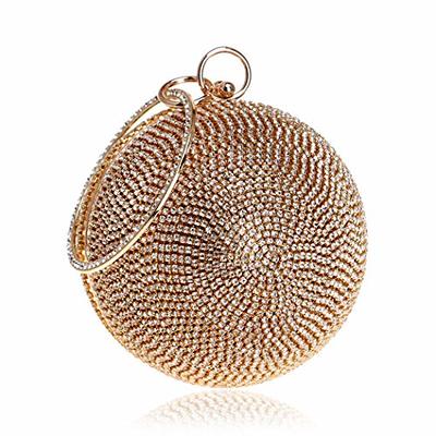 Tngan Ball Shape Clutch Purse Party Handbag Rhinestone Ring Handle Evening  Bag Golden B - Yahoo Shopping