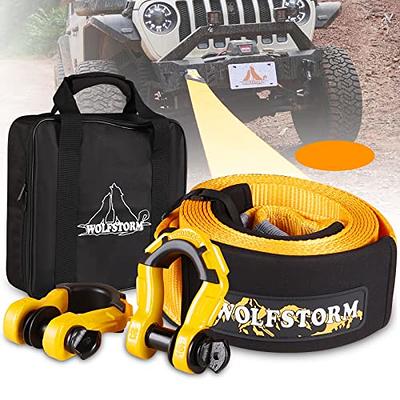 WOLFSTORM Heavy Duty Recovery Strap Tow Strap Kit: 4 in x 30 Ft 100% Nylon