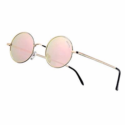 NIEEPA Vintage Small Round Polarized Hippie Sunglasses for Men