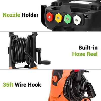 (2023 New) Rock&Rocker Electric Pressure Washer, 2.6 GPM Power Washer with 4 Quick Connect Nozzles and Foam Cannon Hose Reel, Car Pressure Washer