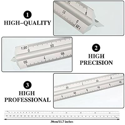 Ocm 1 Triangular Architect Scale Ruler (Professional Grade Solid Aluminum) Color Coded 12 inch Architectural Scale (Imperial Measurements) - Ideal