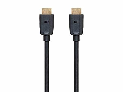 Monoprice 8K Certified Braided Ultra High Speed HDMI Cable - HDMI 2.1,  8K@60Hz, 48Gbps, CL2 In-Wall Rated, 26AWG, 15ft, Black 