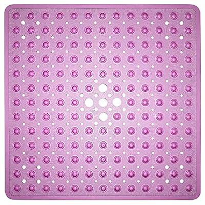 ENKOSI Square Shower Mat Non-Slip Soft TPE Bathtub Mat with Suction Cups  and Large Drain Holes- Machine Washable Bathroom Bath Tub or Shower Mat