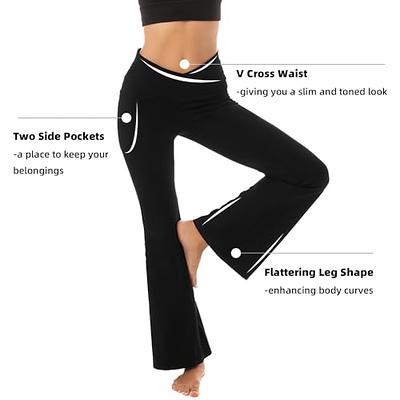 Womens Crossover Flare Leggings High Waist Super Soft Stretchy Yoga Pants  Fitness Workout Bootcut Leggings Trousers 