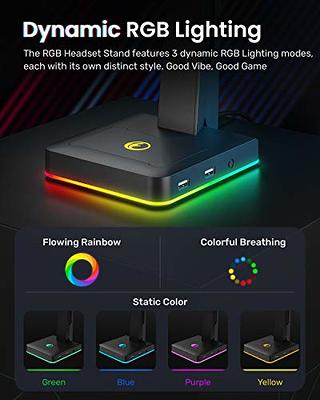 Gaming Headphone Stand PC Accessories - RGB Headset Stand with 2 USB  Charger, Cool LED Headphone Holder PC Gaming Accessories Gift for Boys Men