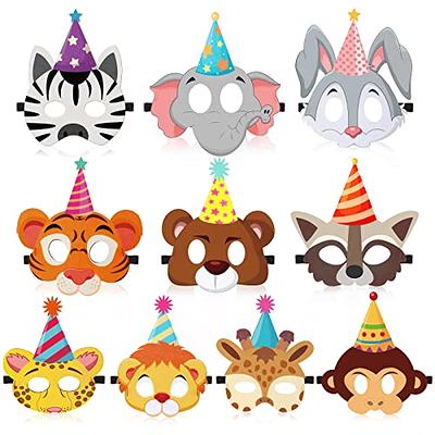 12pcs Mask Birthday Party Supplies Paper Animal Masks Cartoon Kids Party  Dress Up Costume Zoo Jungle