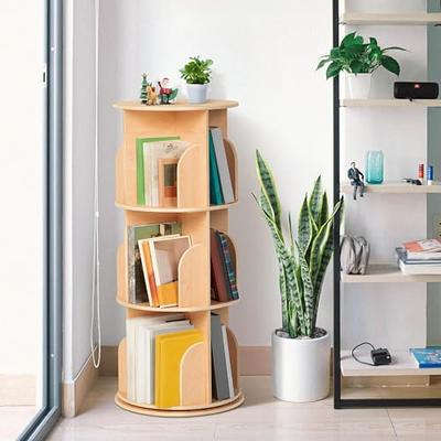 3 Tier Rotating Bookshelf Organizer Floor Standing Storage Shelf