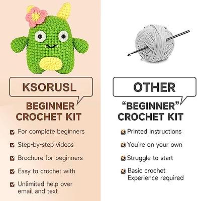 KSORUSL Crochet Kit for Beginners, Cute Green Animal Crochet Starter Kit  Include Videos Tutorials, Yarn, Stuffing, Crochet Hook, Stitch Markers,  Plastic Eyes, Keychain - Boys and Girls Birthdays Gift - Yahoo Shopping