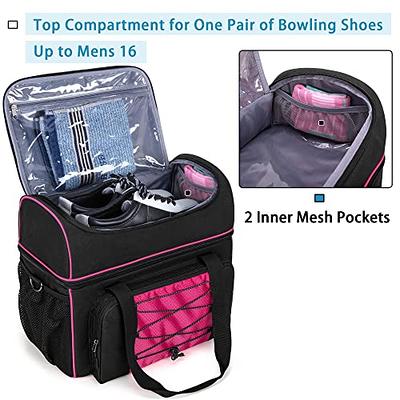 IKITEE Bowling Ball Bag, Bowling Bag for Two Balls Double Ball Tote Bag  with Padded Ball Holder, Fits Bowling Shoes Up to Mens Size 16 and Extra  Accessories