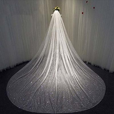 Unsutuo Cathedral Wedding Veil 1 Tier Lace Applique Bridal Veil Long Tulle  Veil with Comb for Women and Bride (Ivory)