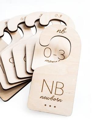 Baby Closet Dividers for Clothes Organizer - Set of 7 Adorable Wooden  Double-Sided Baby Clothes Size Hanger Organizer from Newborn to 24 Months  for