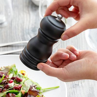 Acopa 10 Matte Black Wooden Salt / Pepper Mill - 2/Set