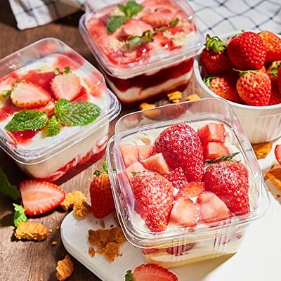 Qeirudu 50 Pack 8 oz Square Plastic Dessert Cups with Lids and Sporks,  Disposable Cake Cups Yogurt Parfait Containers for Fruit, Pudding, Mousse,  Ice Cream and Strawberry Shortcake - Yahoo Shopping