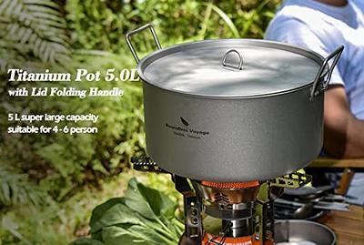 Boundless Voyage 5L Titanium Stock Pot with Lid Folding Handle Soup Pot for  Outdoor Camping Hiking Picnic Home Kitchen Ultralight Cookware Ti2104C -  Yahoo Shopping