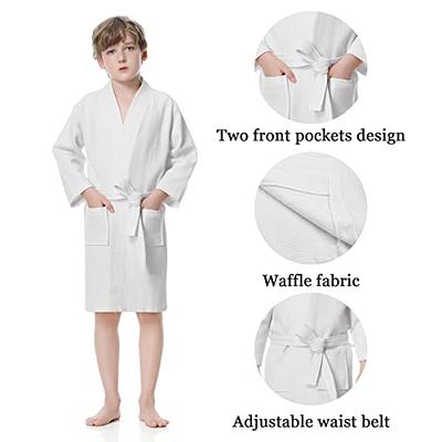 Waffle Weave Robe with Hood for Kids