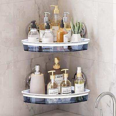 LUXEAR Suction Cup Corner Shower Caddy Wall Mounted Shower Shelf Bathroom  Storage Basket - No-Drilling Removable Plastic Storage Organizer for