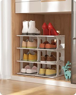 UNZIPE Shoe Rack, 8 Cube 16-Tier Shoe Storage Cabinet 32 Pairs Plastic  Freestanding Shoe Organizer DIY Shoe Shelves for Entryway Hallway Closet or