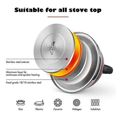 3.17QT Stainless Steel Whistling Tea Kettle, Compatible with All Burners  Including Induction, Foldable Handle, 18/10 Stainless Steel Kettle Tea  Kettle