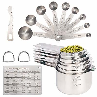 TILUCK Stainless Steel Measuring Cups & Spoons Set, Cups and