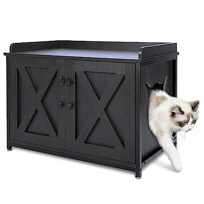 MOOLIVE Cat Litter Box Enclosure, 47.2 Double Hidden Litter Box Furniture  Cabinet with 4 Doors and Divider, Large Cat Washroom for 2 Cats, White -  Yahoo Shopping