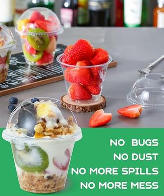 BALDCC 7 OZ 50 Pack Clear Plastic Cups with Dome Lids (No Hole), Fruit Cups,  Dessert Cups,Disposable Clear PET Dessert Cups for Cold Drinks, Fruit, Ice  Cream, Cupcake,Yogurt - Yahoo Shopping