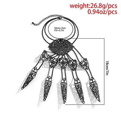 Gothic Finger Nail Tip Claw Rings Claws Knuckle Finger Ring Bracelet with  Chain Queen Costume Nail Rings Decoration Accessory for Women (Silver)