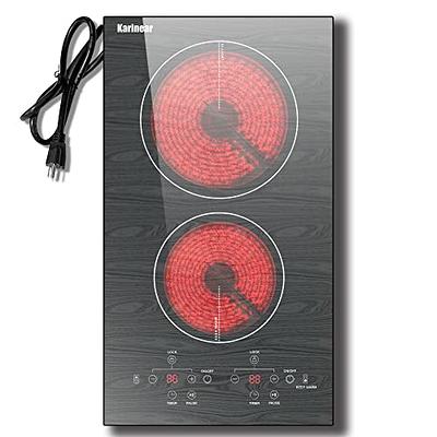 Karinear 12 Inch 2 Burners Plug in Electric Ceramic Cooktop