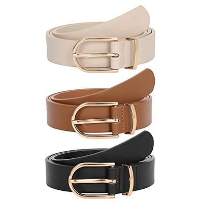 JASGOOD 3 Pack Women's Leather Belts for Jeans Pants Fashion Ladies Belt  with Gold Buckle A-Black+Brown+Beige，Fit Waist Size 33-37 - Yahoo Shopping