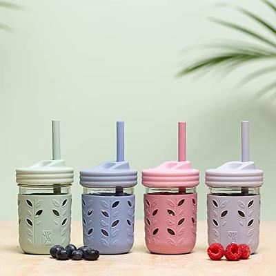 Elk and Friends Stainless Steel Cups | Mason Jar 10oz | Kids & Toddler Cups  with Silicone Sleeves & Straws with Stopper | Spill proof Smoothie Cups