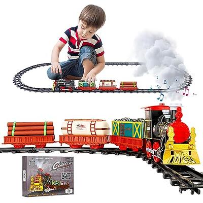  Hot Bee Train Set - Train Toys for Boys Girls w/Smokes, Lights  & Sound, Tracks, Toy Train w/Steam Locomotive Engine, Cargo Cars & Tracks,  Christmas Train Toys Gifts for 3 4